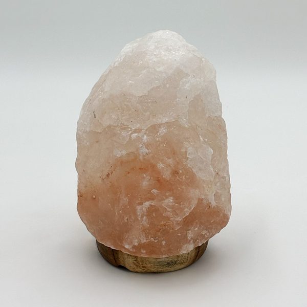 Lampada di Sale Himalayano Rosa grezza 1-2 kg con luce calda e base in legno - Foto 2