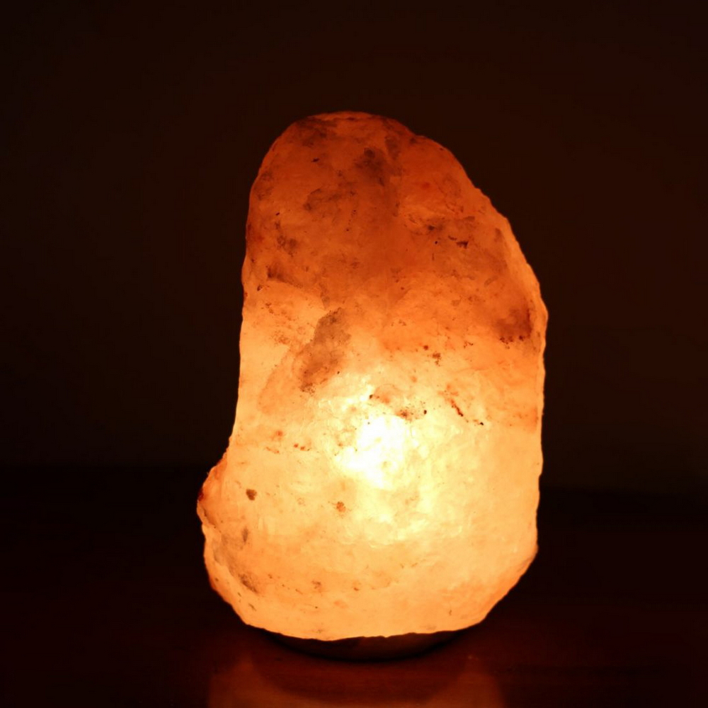 Foto principale Lampada di Sale Himalayano Rosa grezza 100-150 kg con luce calda e base in legno