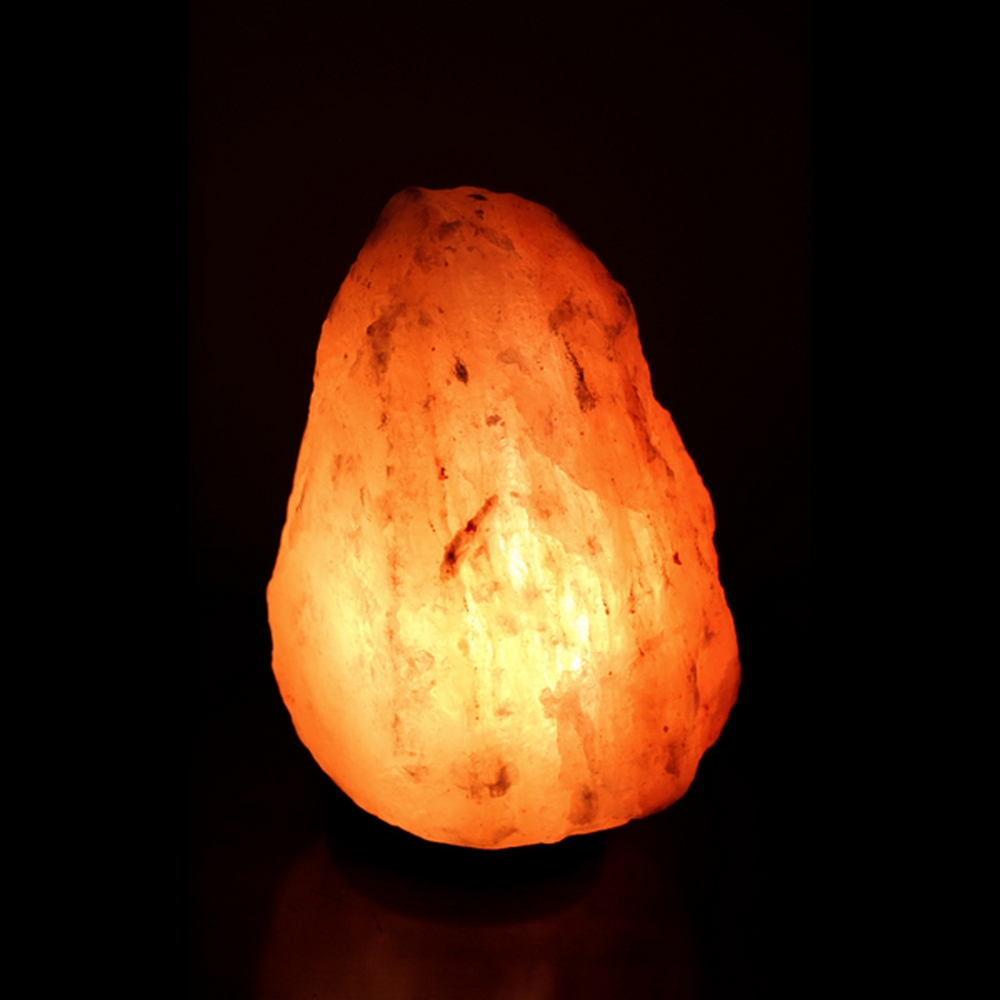 Foto principale Lampada di Sale Himalayano Rosa grezza 2-3 kg con luce calda e base in legno