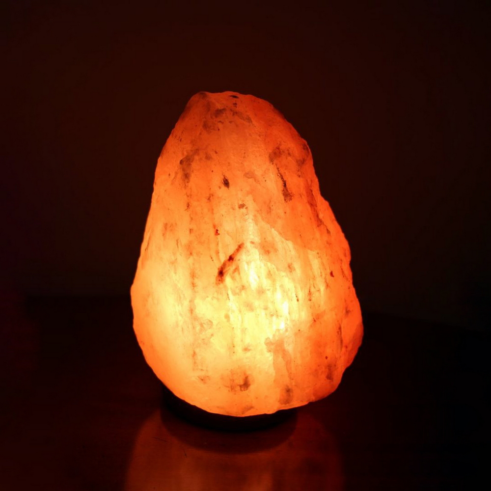 Foto principale Lampada di Sale Himalayano Rosa grezza 20-30 kg con luce calda e base in legno