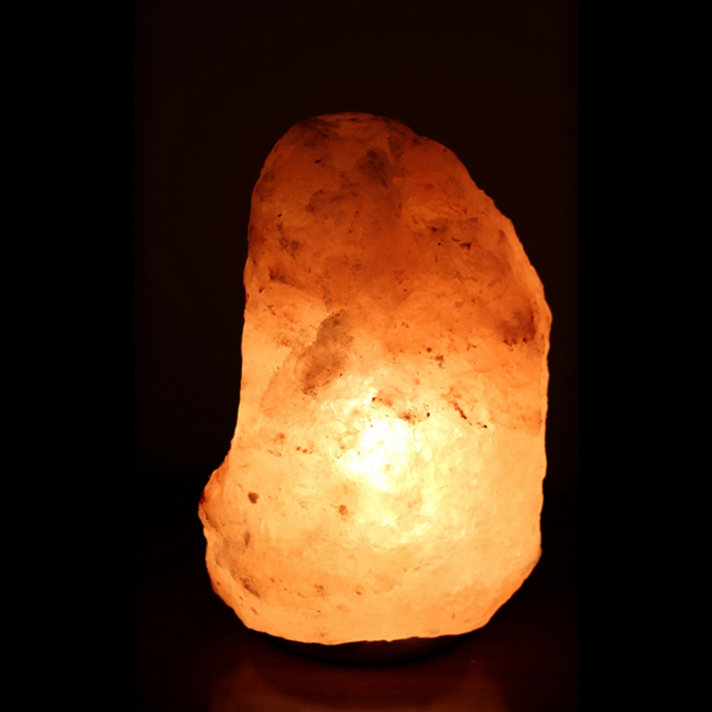 Foto principale Lampada di Sale Himalayano Rosa grezza 4-6 kg con luce calda e base in legno