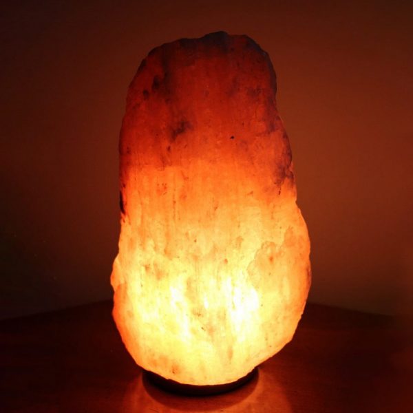 Foto principale Lampada di Sale Himalayano Rosa grezza 8-10 kg con luce calda e base in legno