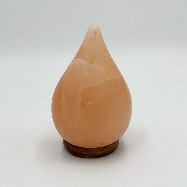 Lampada di Sale Himalayano Rosa scolpita a forma di Goccia 3 kg con luce calda e base in legno - Foto 1