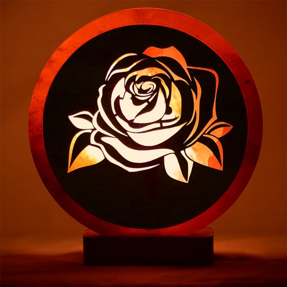 Foto principale Lampada di Sale Himalayano Rosa scolpita Rotonda Rosa 5 kg con luce calda e base in legno