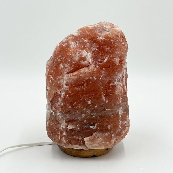 Lampada di Sale Himalayano Rossa grezza 4-6 kg con luce calda e base in legno - Foto 1