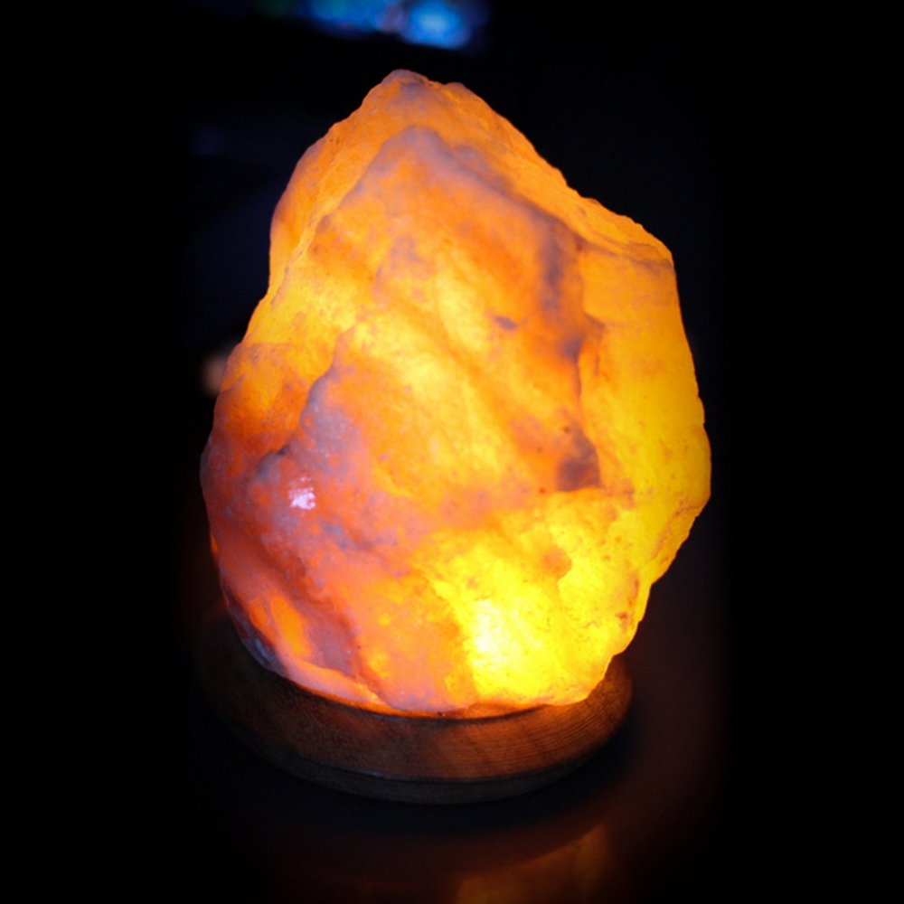 Foto principale Lampada di Sale Himalayano USB Rosa grezza 600 g con luce Led RGB e base in legno