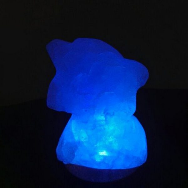 Lampada di Sale Himalayano USB Rosa scolpita a forma di Delfino 750 g con luce Led RGB e base in legno - Foto 2