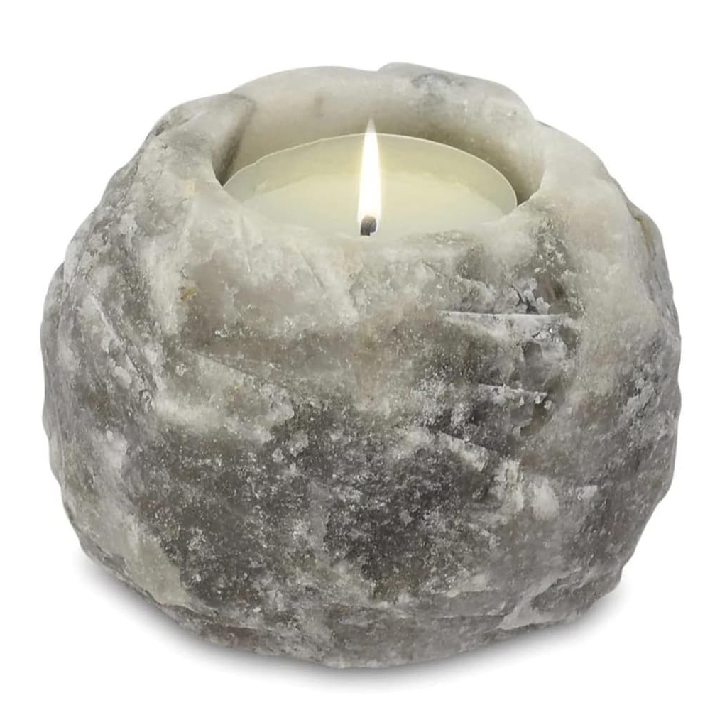 Foto principale Portacandela di Sale Himalayano Grigio grezzo 1 kg per lumini tea light