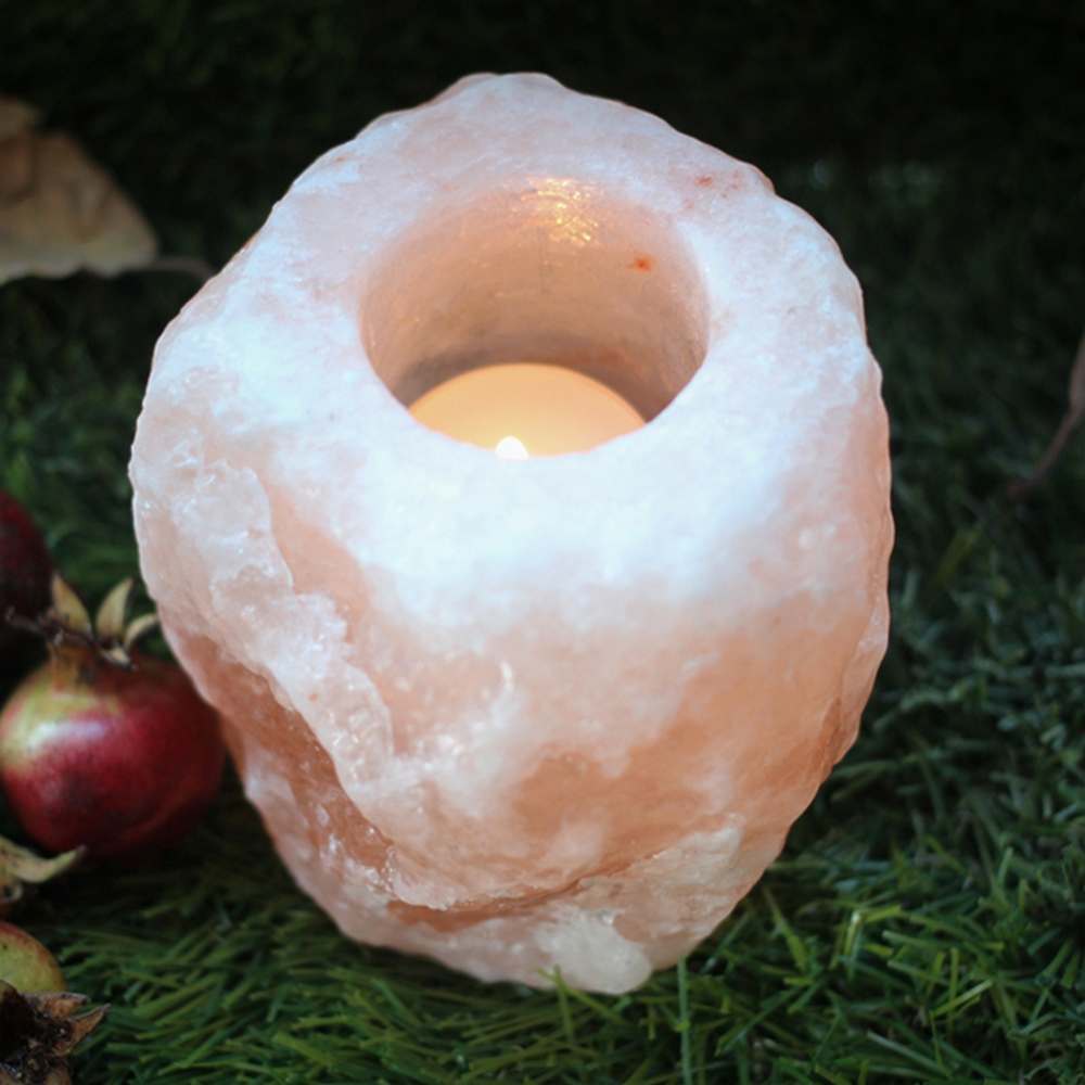 Foto principale Portacandela di Sale Himalayano Rosa grezzo 1 kg per lumini tea light