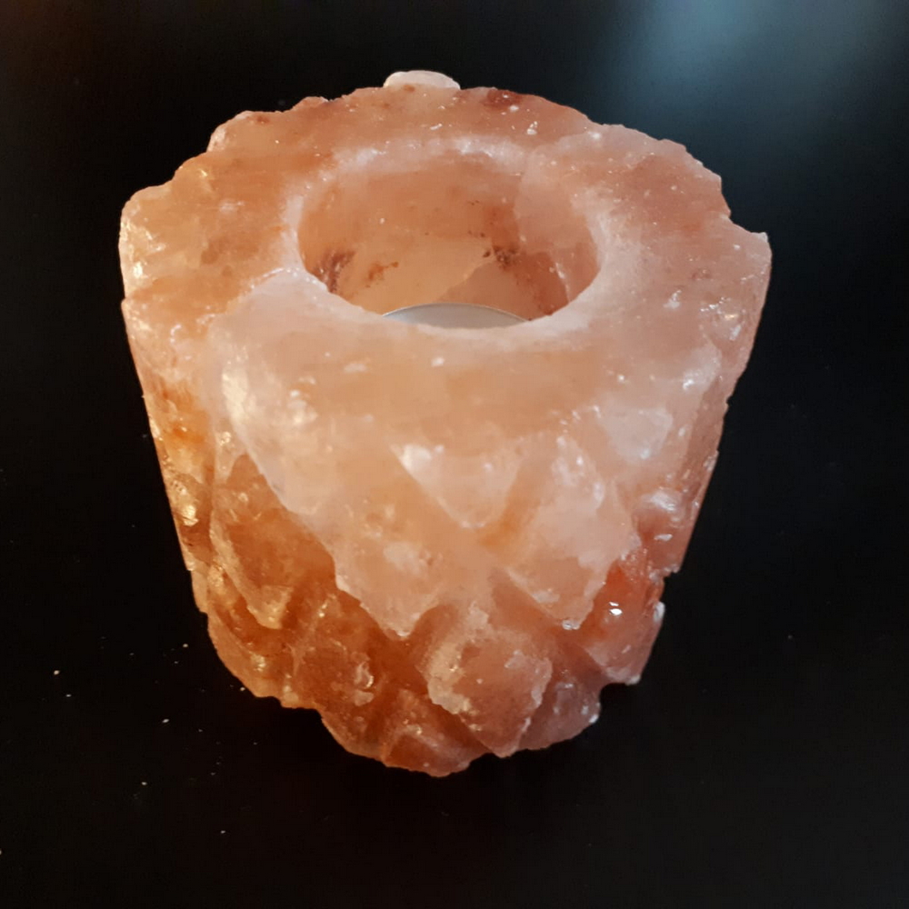 Foto principale Portacandela di Sale Himalayano Rosa lavorato 750 g per lumini tea light