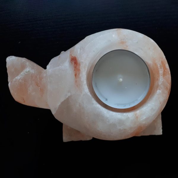 Portacandela di Sale Himalayano Rosa scolpito a forma di Tartaruga 750 g per lumini tea light - Foto 1
