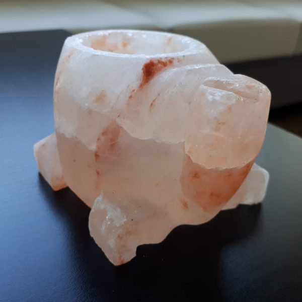 Portacandela di Sale Himalayano Rosa scolpito a forma di Tartaruga 750 g per lumini tea light - Foto 2