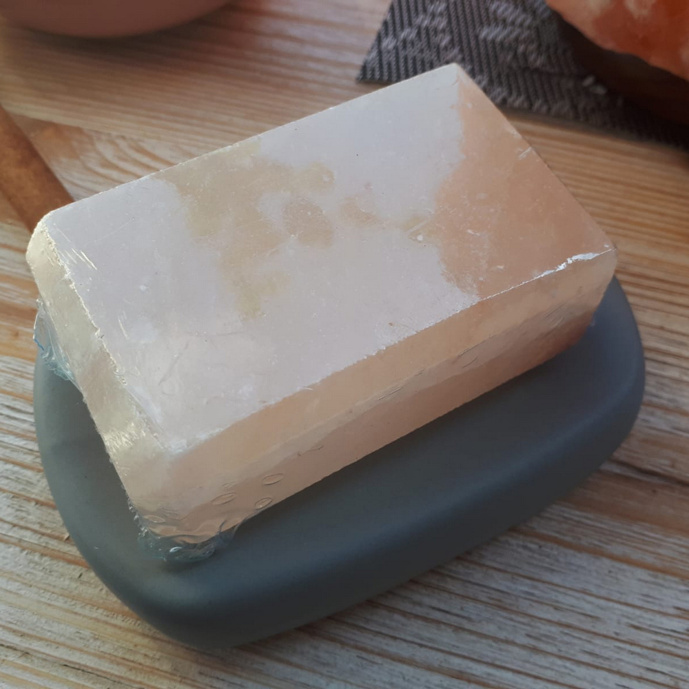 Foto principale Saponetta di Sale Himalayano Rosa naturale Rettangolare liscia 350 g per massaggi e trattamenti corpo naturali