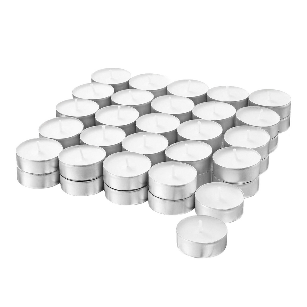 Foto principale Candele Tealight bianche non profumate lumini durata 4 ore confezione da 50 pezzi