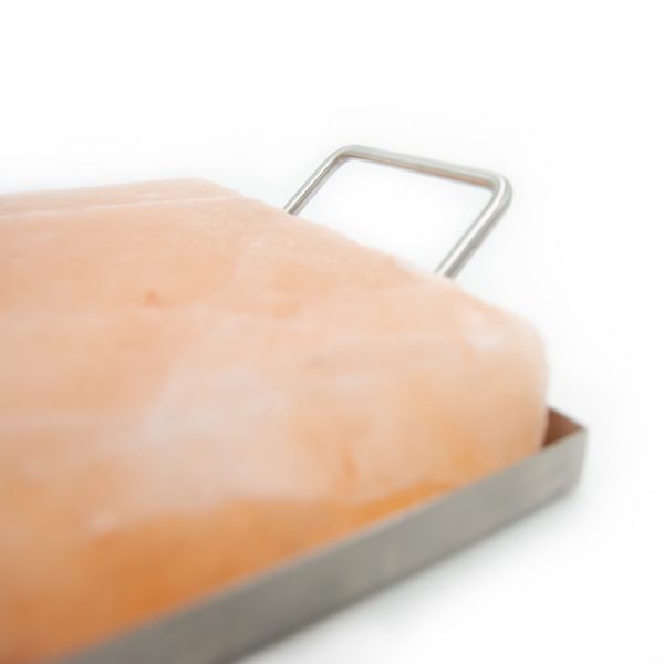 Supporto in acciaio con manici per Piastra da cottura di Sale Himalayano 30×20 cm - Foto 2