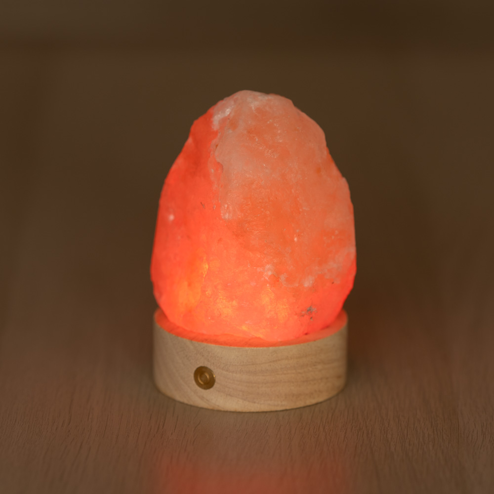 Lampada di Sale Himalayano Libera a batteria Rosa grezza 600 g con luce Led RGB e base rotonda - Foto 3