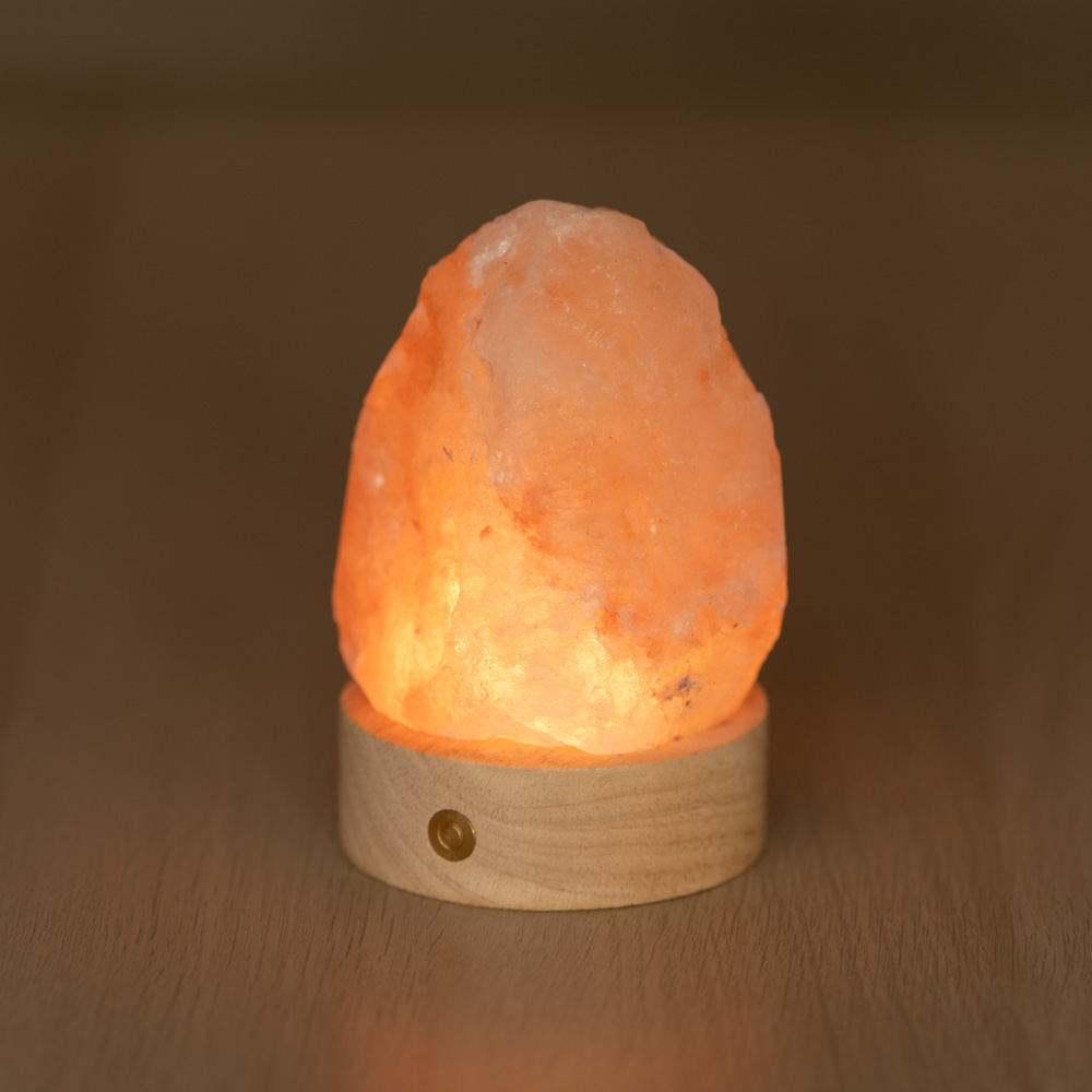 Foto principale Lampada di Sale Himalayano Libera a batteria Rosa grezza 600 g con luce Led RGB e base rotonda
